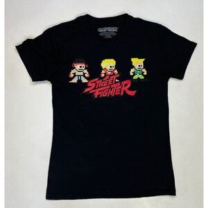 Street Fighter Graphic T-shirt Women Small Black Short Sleeve